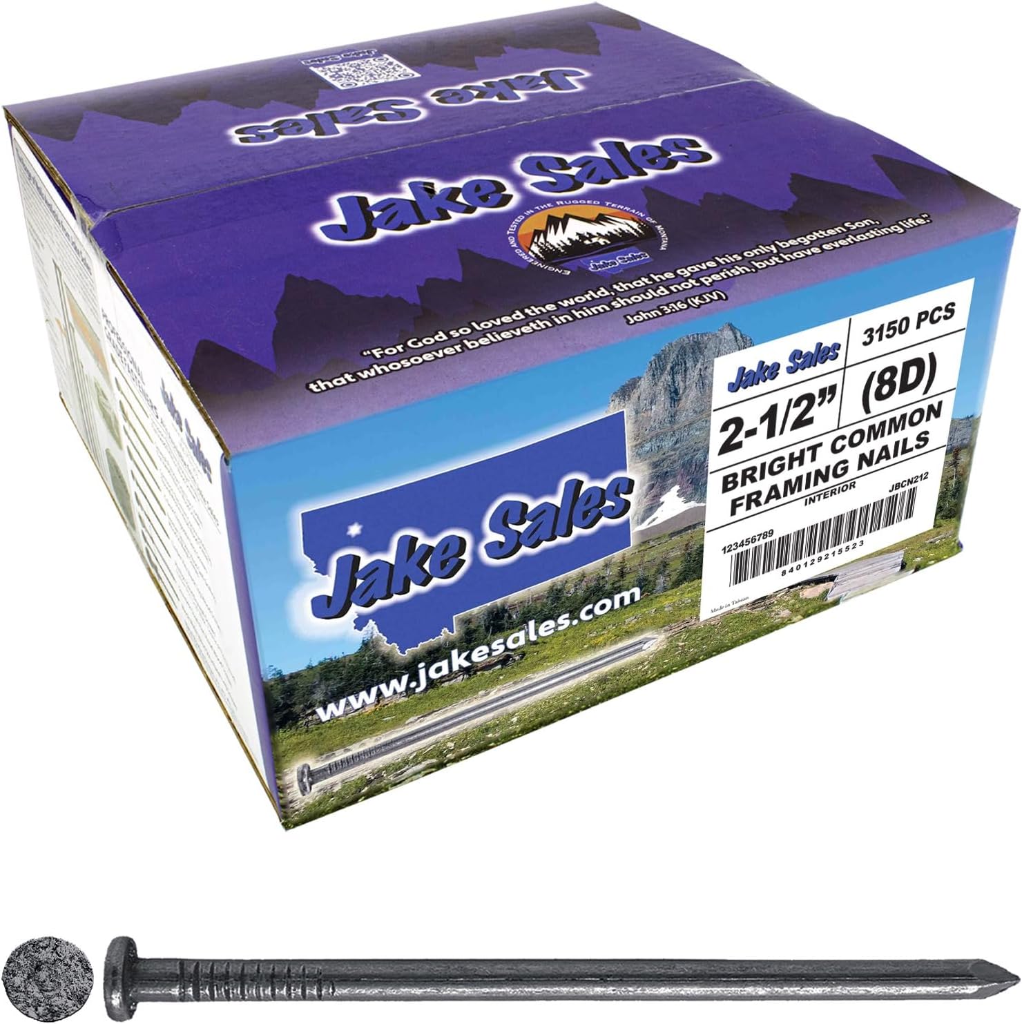 2-1/2 Inch Bright Common Nail (8D) 35 pounds ~3150 Nails. Good for general construction projects, framing, structural work and roof trusses