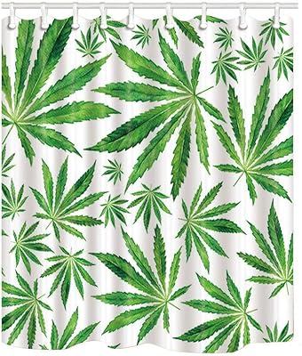 Amazon Gooeoo エキゾチックな植物は大麻 のベクトルの背景 グリーンクリームのシャワーカーテンの3d印刷の群衆の葉12フック71インチの防水コーティングされたポリエステル生地の浴室を残します シャワーカーテン ホーム キッチン オンライン通販