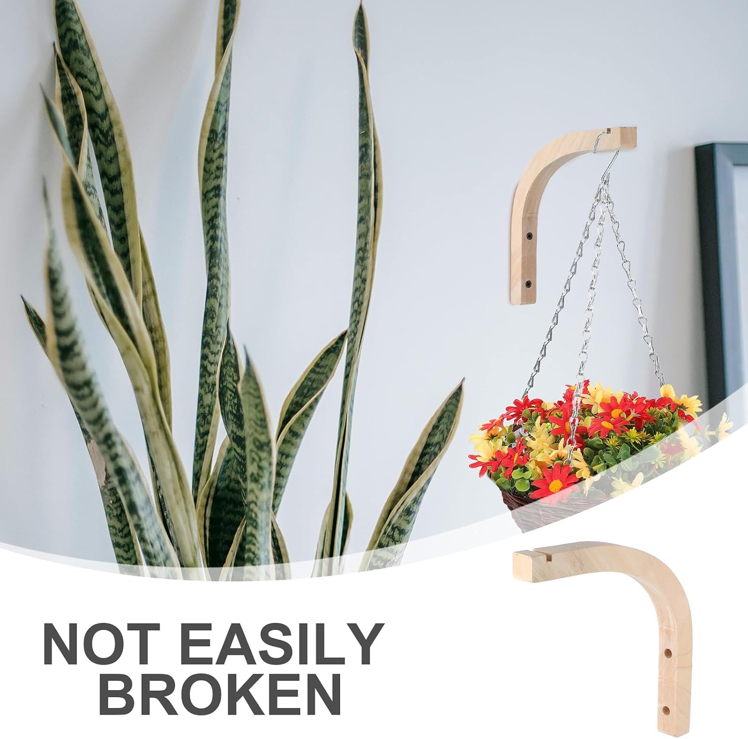 Wood Hanging Plant Hook: 9.2in Wooden Heavy Duty Plant Hanger for Indoor Outdoor - Hanging Wall Hook for Lantern Wind Chime and Bird Feeder