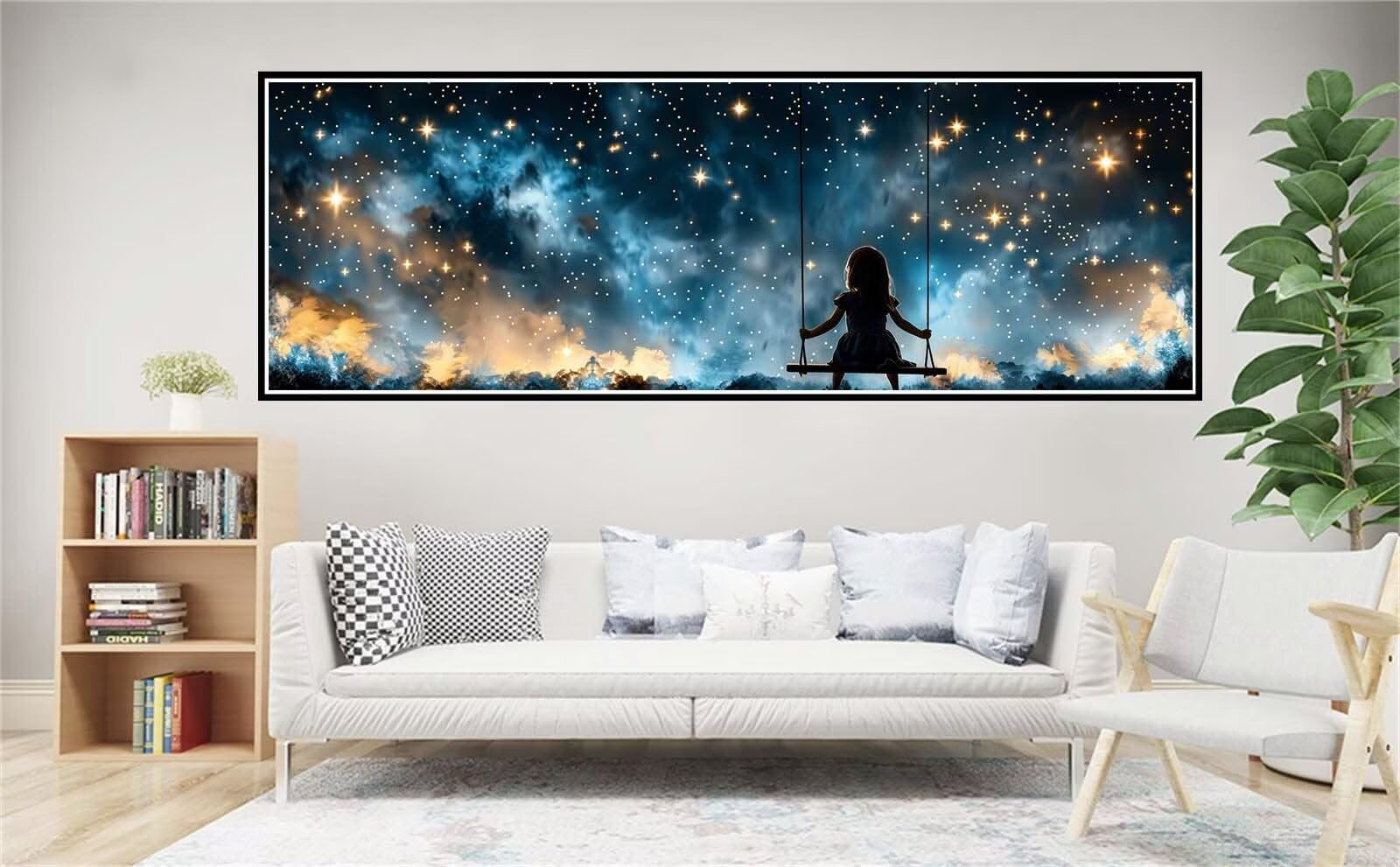 Diamond Painting XXL 180x60cm,5D Diamond Painting Erwachsene Sternenhimmel Diamant Painting Bilder Swing,DIY Diamond Painting Eckige Steine Mosaikherstellung,für Halloween Zimmer Deko,Geschenke YF-190