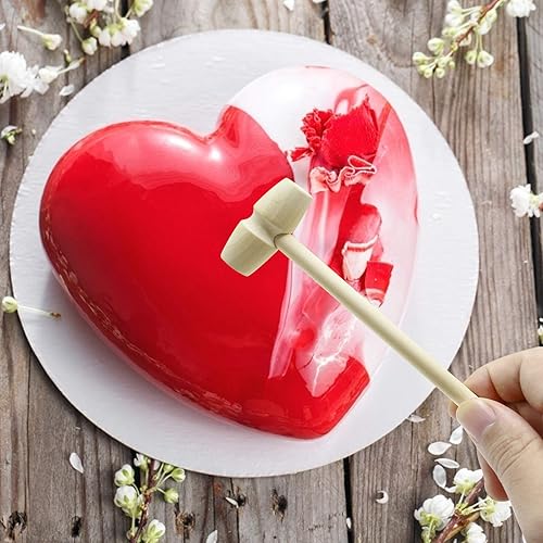Miniatura 5 de 30 piezas Mini martillo de madera para chocolate, mazos de cangrejo, martillos para corazón rompible