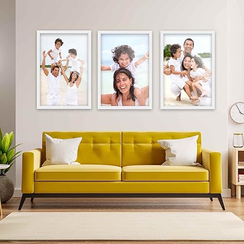 Miniatura 3 de Juego de 3 portarretratos blancos de 18 x 24 pulgadas, de madera de 18 x 24 pulgadas, para pared de galería, 3 marcos blancos de 18 x 24 pulgadas