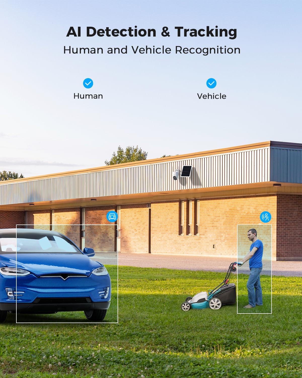 COCOCAM Nagrywanie 24/7 Kamera bezpieczeństwa AOV 4G LTE bez WiFi | baterią 10000 mAh, panelem słonecznym 9W, zewnętrzną kamerą solarną PTZ 2K, 30-metrowym widzeniem nocnym, wykrywaniem AI