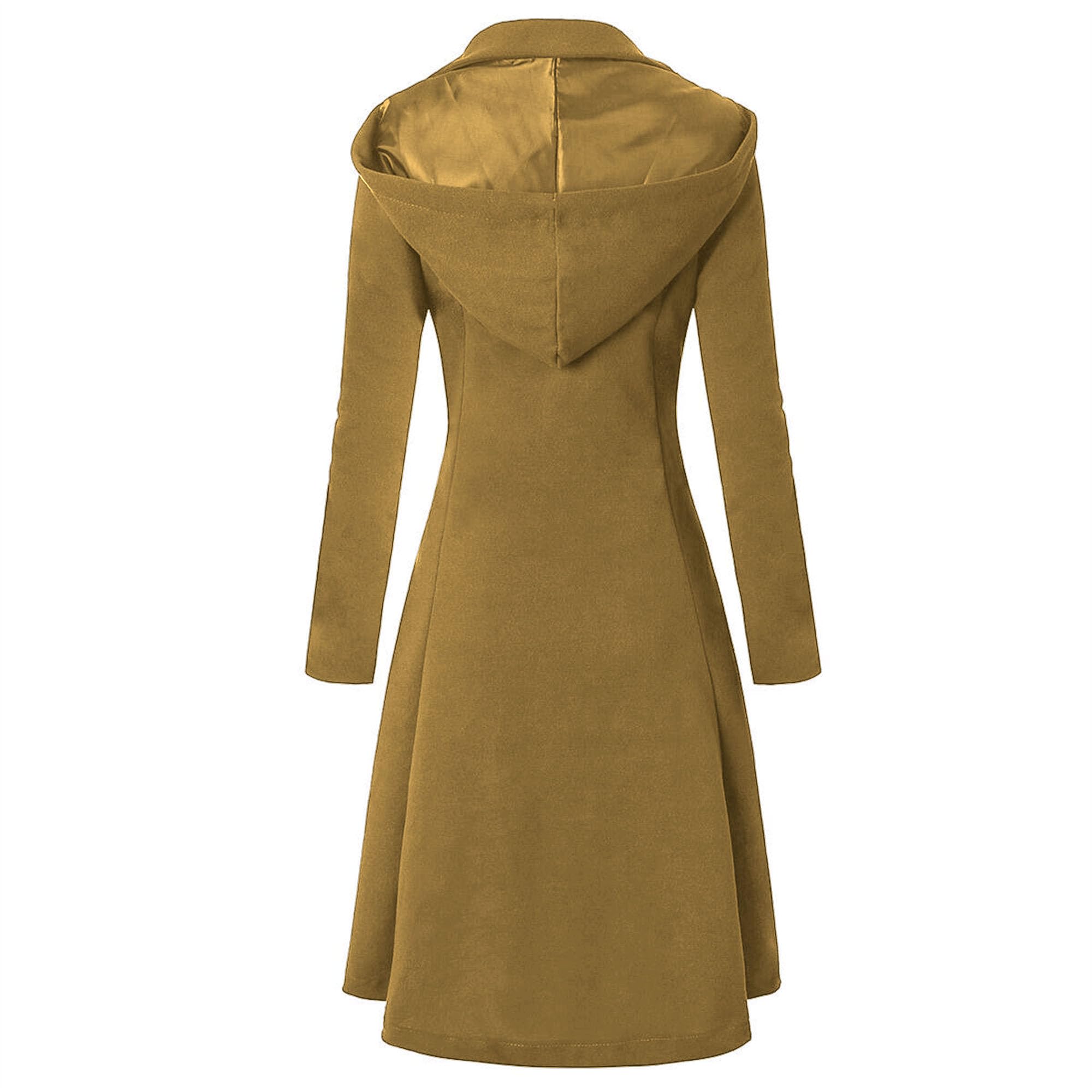 Trench lungo doppiopetto con cappuccio da donna, cappotti eleganti invernali caldi per le donne