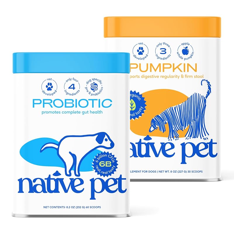 Suplemento Probiótico para Cães Native Pet com Abóbora e Prebióticos em Pó, Kit com 2 Frascos de 227 g