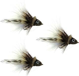 The Fly Fishing Place White Natural Dahlberg Diver Hair Bass Bugs - Fly Fishing Diving Flies - Set of 3 Flies Hook Size 4
