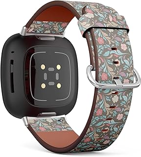 CJBROES Replacement Leather Watch Band, Compatible with Fitbit Versa 3 and Fitbit Sense of Wristband Bracelet Accessory - Cute Floral Soft