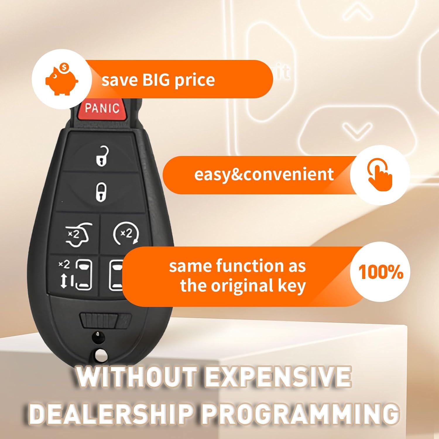 Car Keyless Entry Remote Fob Kit Compatible for Chrysler Town and Country 2008-2016, for Dodge Grand Caravan 2008-2019,Volkswagen Routan 2009-2014(M3N5WY783X IYZ-C01C) - Image 3