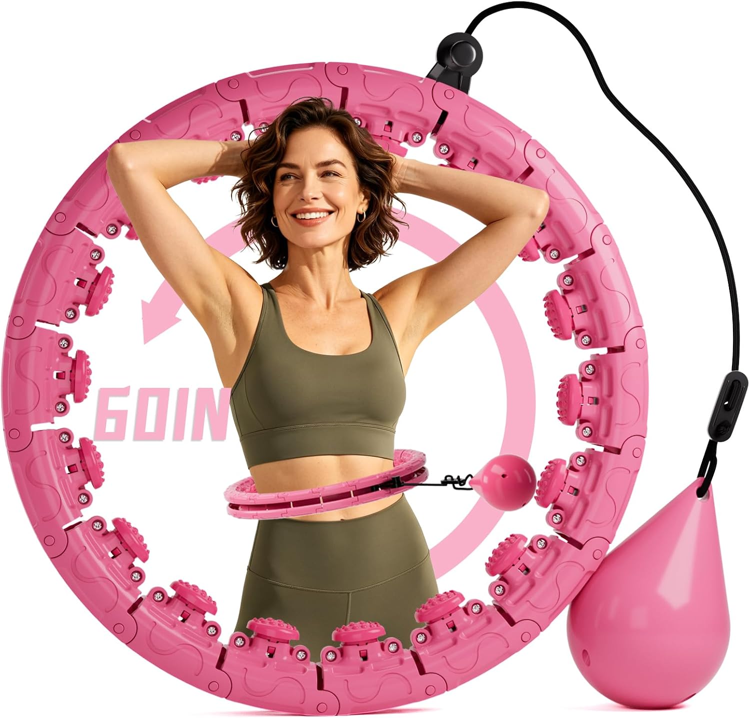 Infinity Weighted Hoop, Detachable Exercise Hoop & Easy Assembly. | Weighted Hula Circle Hoop,Suitable for living rooms/yards,Durable & Hard ABS Plastic,28 Detachable Links, Fits 30–60in Waist