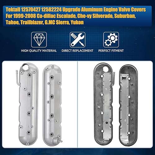 Miniatura 4 de 12570427 12582224 Cubiertas de válvula de motor izquierdo y derecho para 1999-2008 Ca-dillac Escalade, Che-vy Silverado, Suburban, Tahoe,