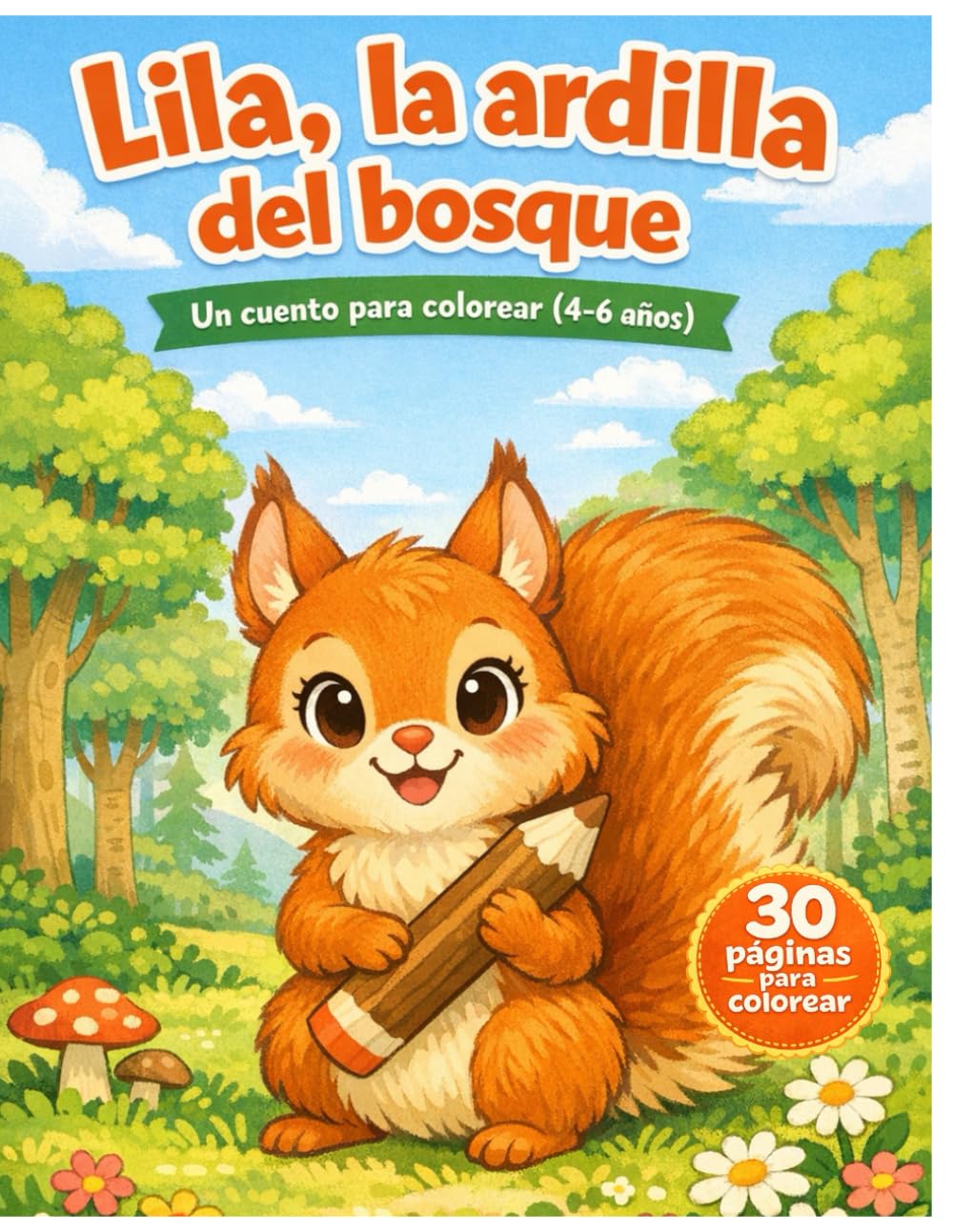 Lila, la ardilla del bosque: Un cuento para colorear (4–6 años)