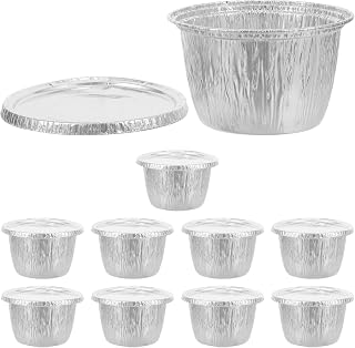 SHINEOFI 10pcs Disposable Aluminum Foil Food Container 700ml with Lid | Stackable Silver Pans, for Outdoor Picnic Use, Food Heating and Baking, 10 Sets Included