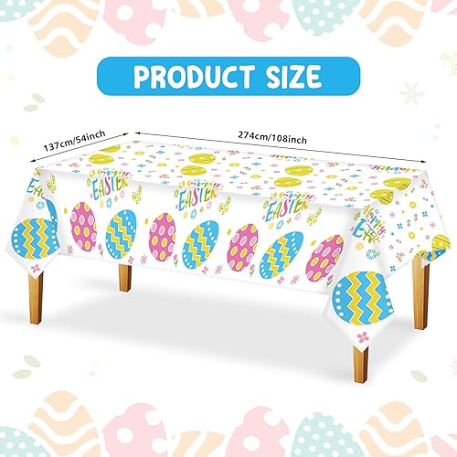 Miniatura 2 de Batiyeer Paquete de 3 manteles de Pascua, 54 x 108 pulgadas, rectangulares, de plástico, impermeables, para fiestas de primavera
