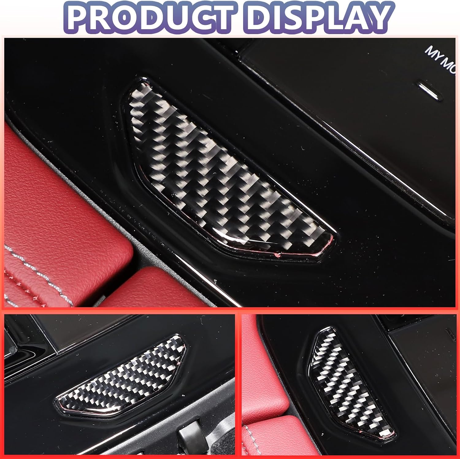 Center Armrest Storage Box Button Cover Trim Compatible with BMW 5 Series G60 2024,Carbon Fiber Center Console Seat Armrest Box Switch Protective Sticker Trim Accessories 1PCS (Black Carbon)