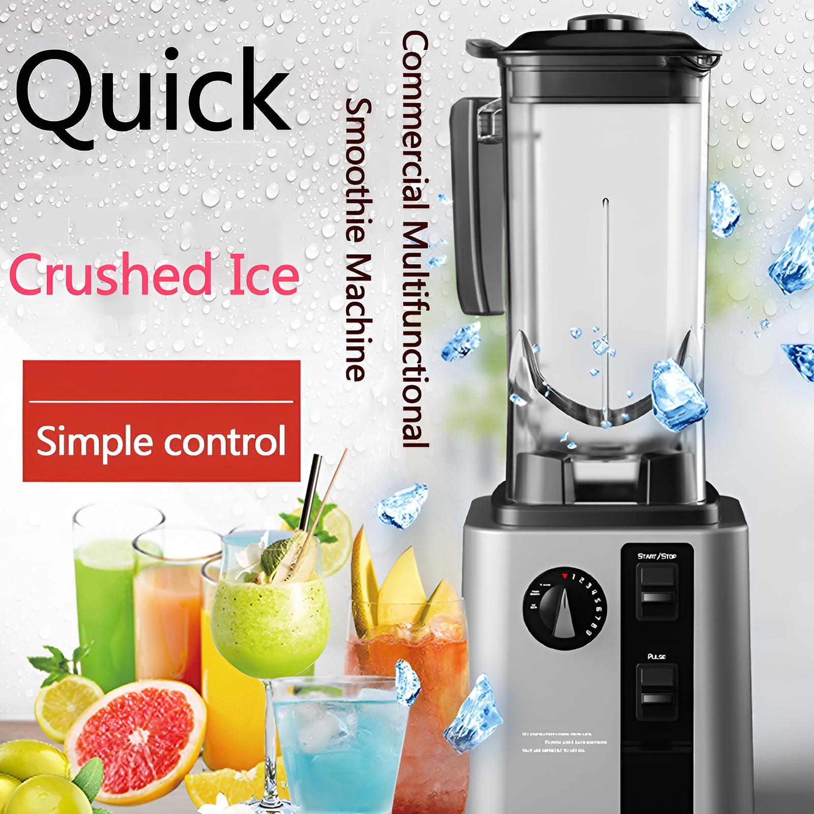 Wysokiej prędkości blender do smoothie i miksowania – szklany dzbanek 1,5 l, blender stołowy o prędkości 18000–30000 obr./min, 9 regulowanych prędkości i tryb pulsacyjny, kruszarka do lodu do smoo #2