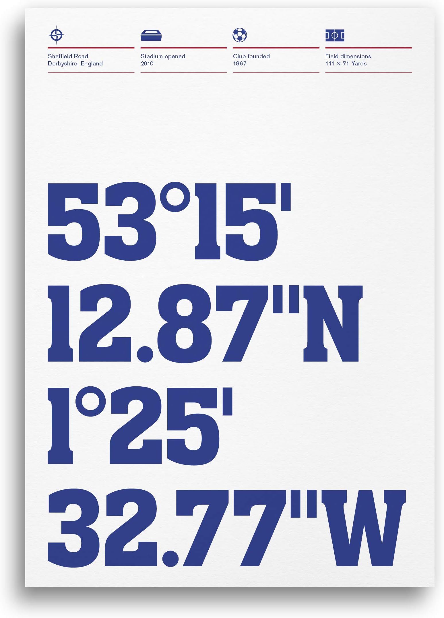 Chesterfield Football Stadium Coordinates Prints and Posters, By Dinkit