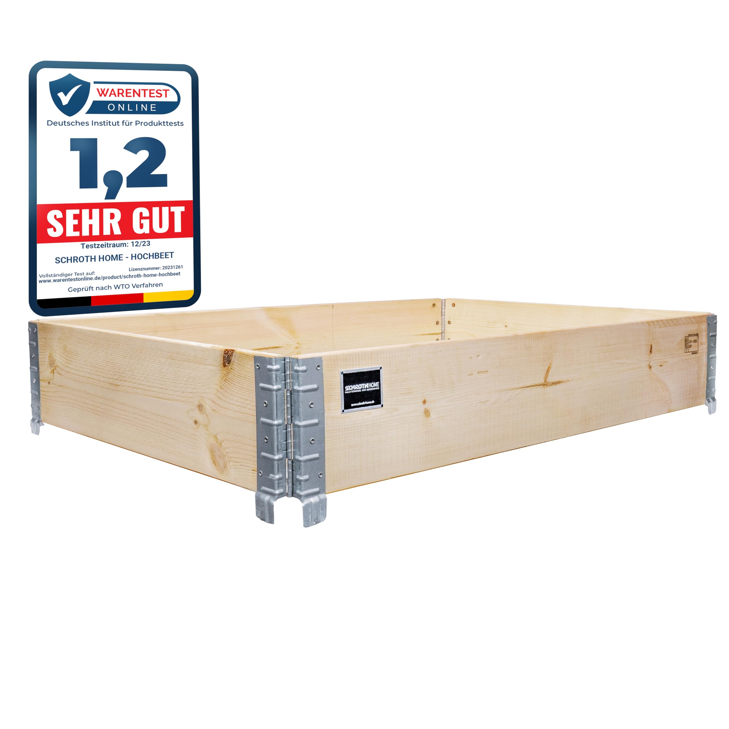 Schroth Home Hochbeet 120x80x20cm groß - rechteckig - Palettenrahmen aus Holz - Hochbeet für Garten - faltbar - steckbar & stapelbar - Aussenbereich (1x Hochbeet Rahmen)
