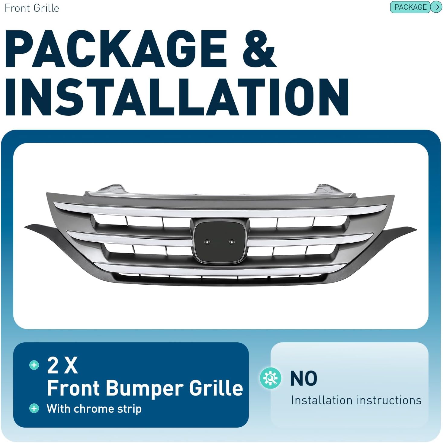 Front Grille Compatible with 2012-2014 Honda CRV CR-V EX/EX-L/LX/Touring Sport Utility 4-Door ABS Grill Replacement for HO1200211 71121T0GA01ZA