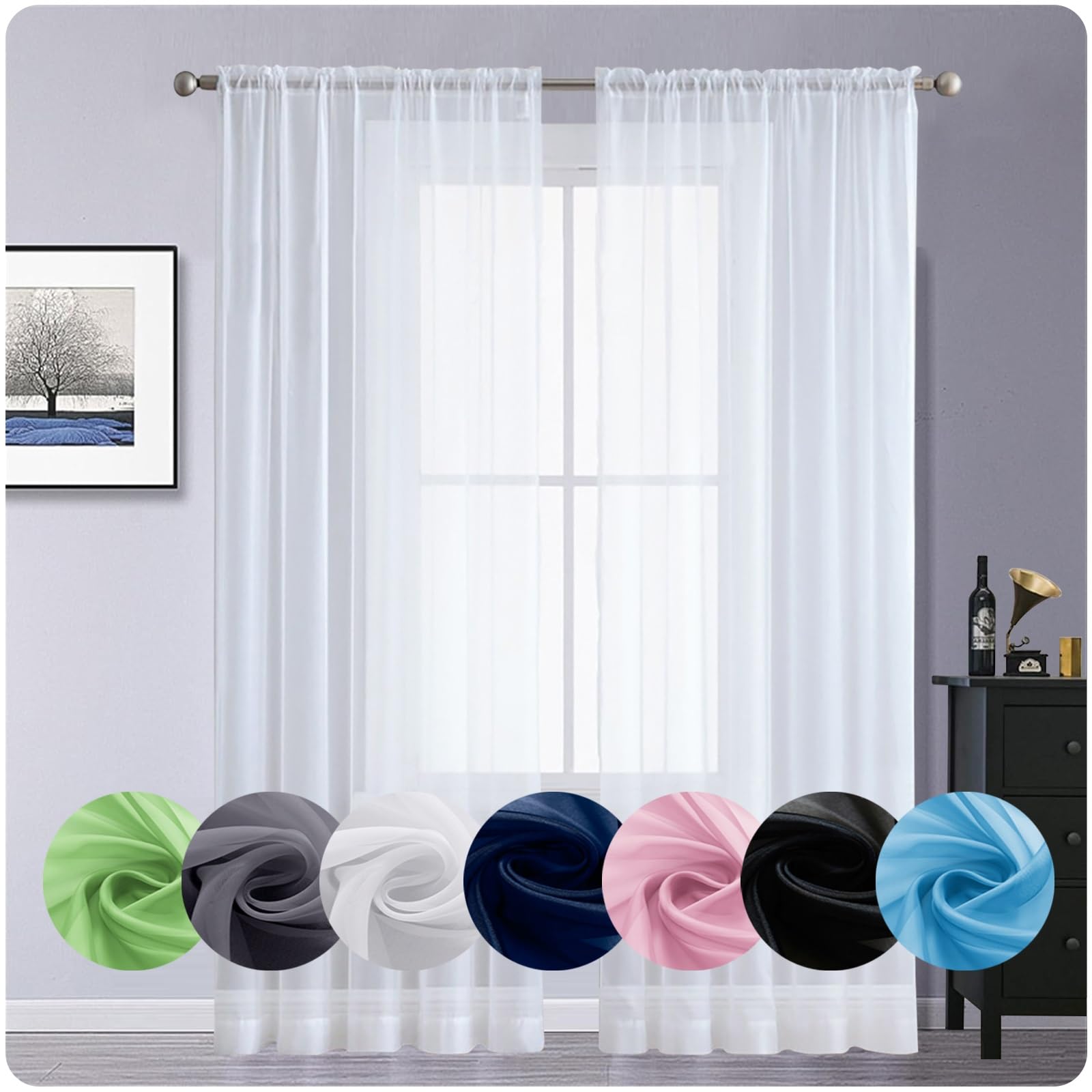 Gaifnag White Voile Curtains For Bedroom 140 X 130 Cm Drop Eyelet, Lightweight, Thermal Insulated Curtains For Bedroom For Apartment/Hotel Dorm,