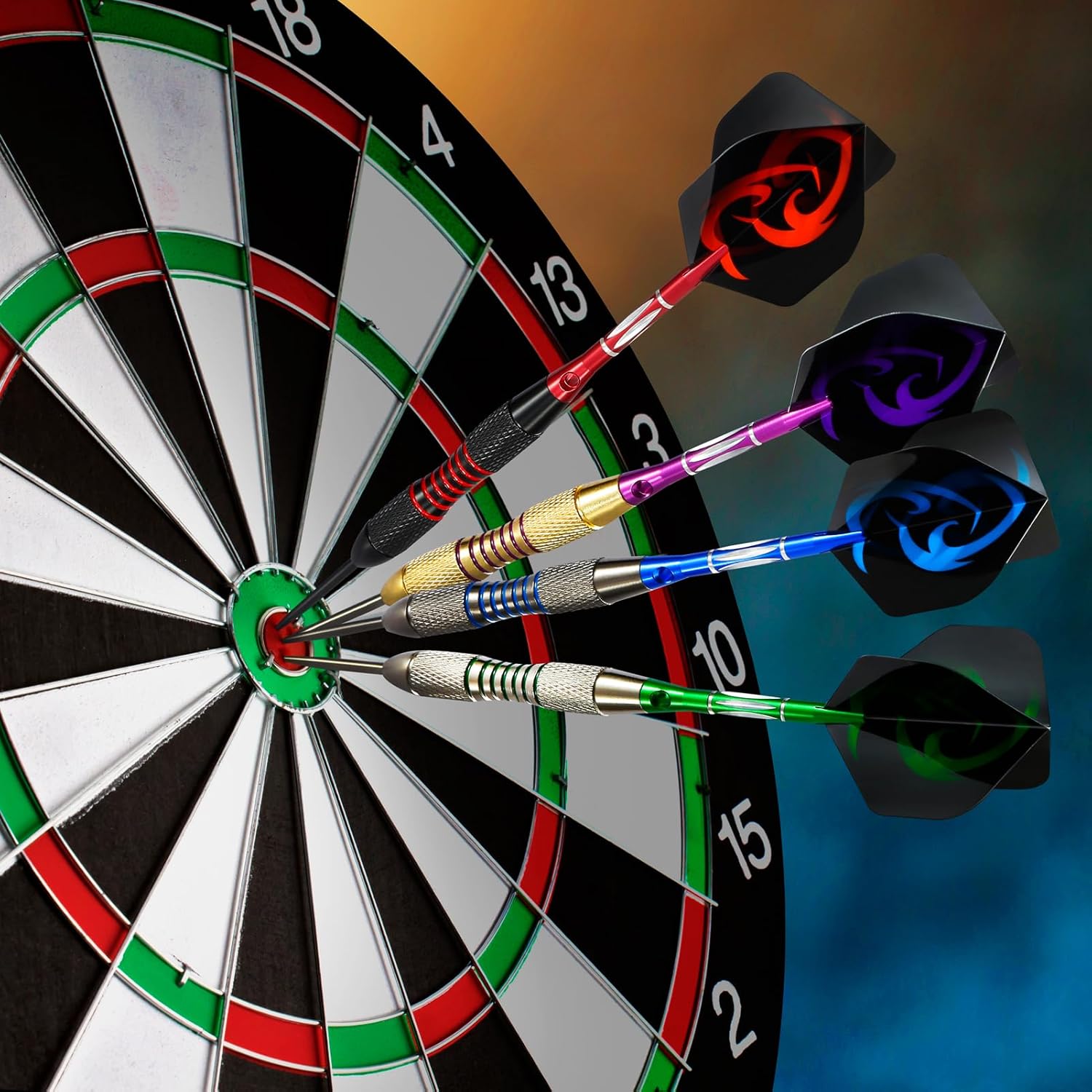 Steel Tip Darts 12 Pack Set with Nonslip Iron Barrel Aluminum Dart Shafts and Flights Darts Sharpener an Gift Box