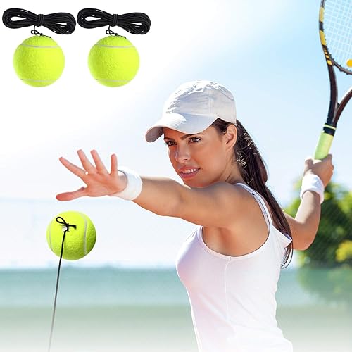 Miniatura 4 de Gejoy Paquete de 4 pelotas de entrenamiento de tenis con cuerdas, pelotas de entrenamiento de tenis para entrenamiento de entrenamiento de