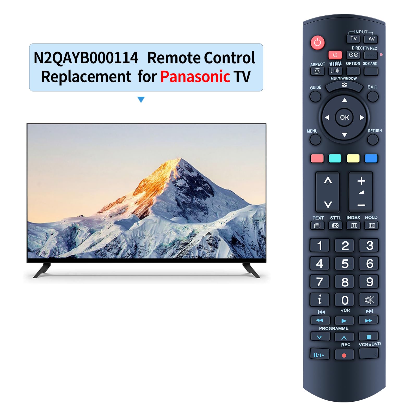 TCNOUMT Replacement Panasonic TV Remote Controls N2QAYB000114 Compatible for Panasonic Viera Plasma TV TX-37LZD70 TX-37LZD70F TH-37PX80BA TH-42PZ80E TH-42PX80BA TH-42PZ80BA TH-42PX80EA - Image 2