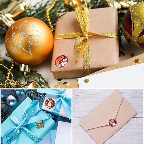 Miniatura 6 de BANPUBASE 560 calcomanías de Navidad para sobres, etiquetas redondas de 1.5 pulgadas, etiquetas adhesivas de sobre de vacaciones, sello de etiqueta