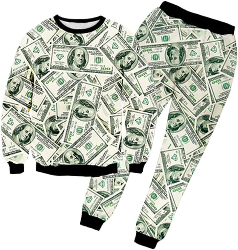 Emoji jogger Sets 3d Sweatshirt Dollar for Men Women Hoodies Tracksuit S