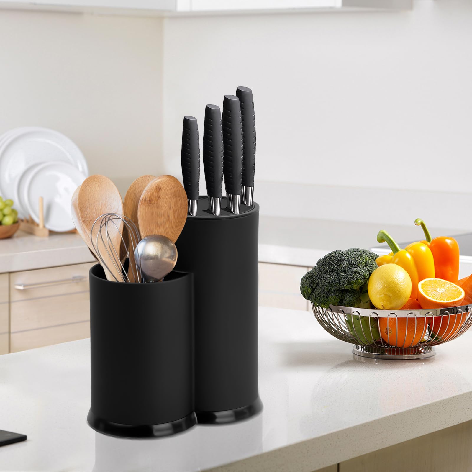 Porta Coltelli Da Cucina Con Cassetto - Ceppo Universale Nero Per Fino A 20 Coltelli - Foto 2