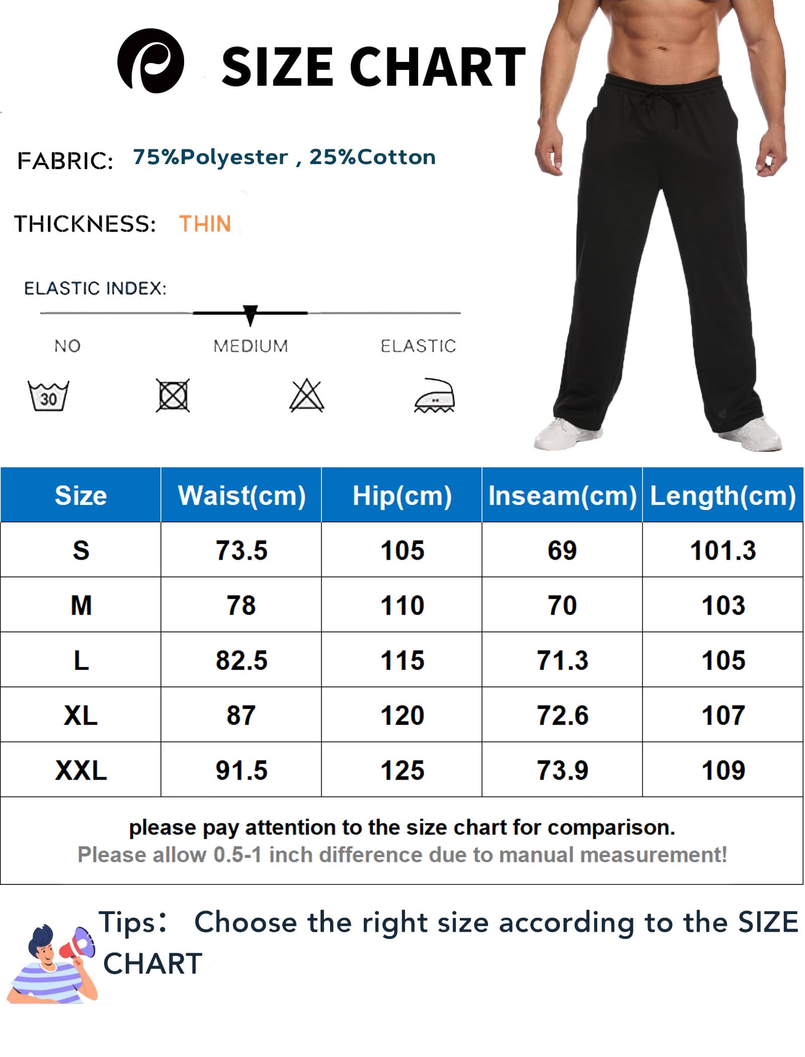 PINSPARK Pantalones de chándal Hombre Entrenamiento Deportivos algodón Largos Informales Holgados Anchos Fitness Yoga Estar por casa S-XXL