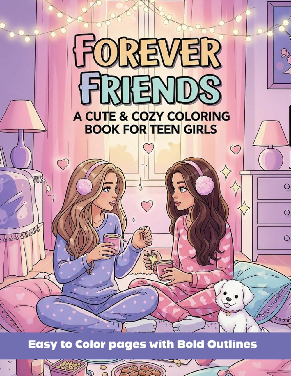 Forever Friends – A Cute & Cozy Coloring Book for Teen Girls.: Easy to Color pages with Bold Outlines