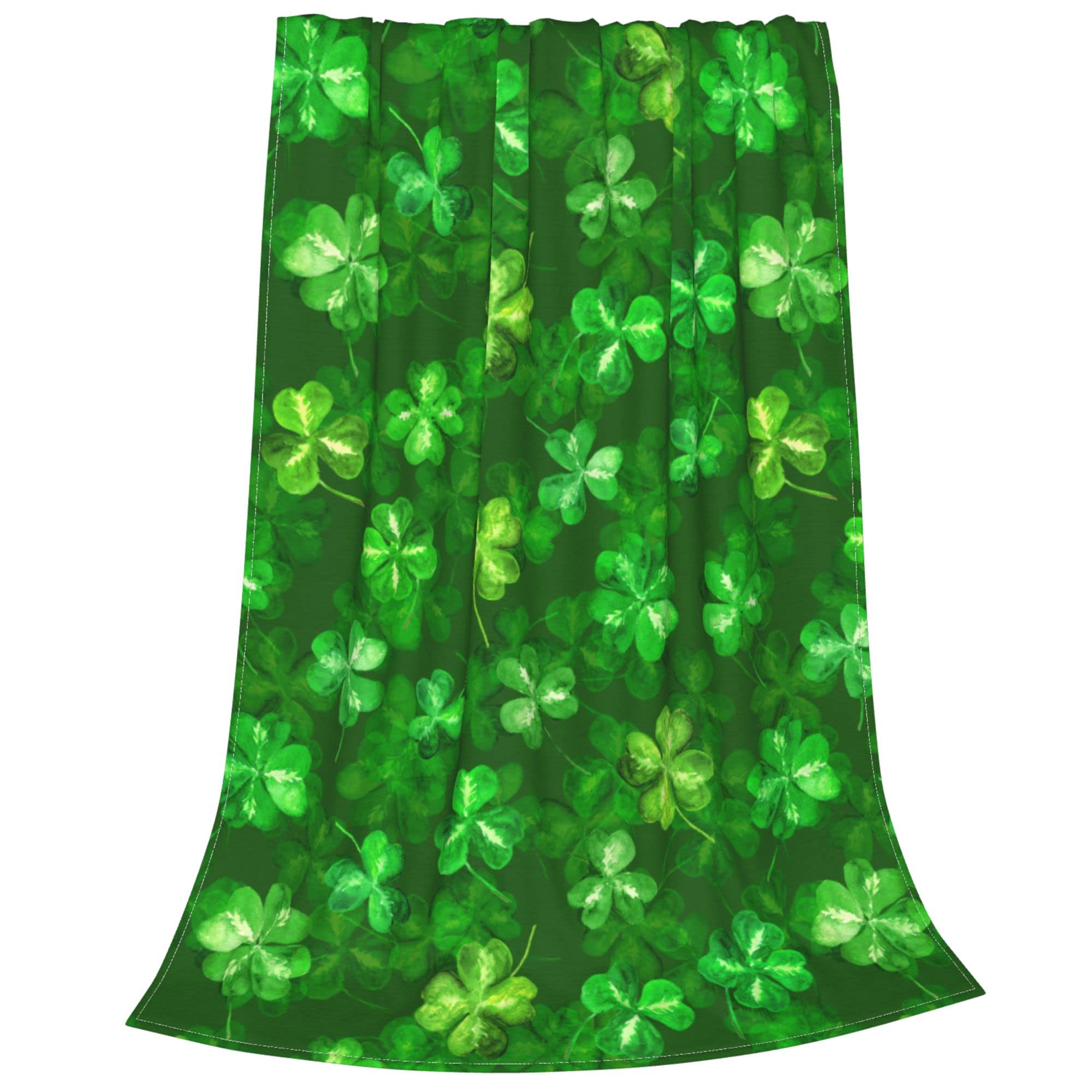 Nextchange St Patrick Throw Blanket Shamrock Clover Blankets Watercolor Green Lucky Clover Lightweight Cozy Soft Flannel Bed Blanket for Bed Couch Chair Sofa 40