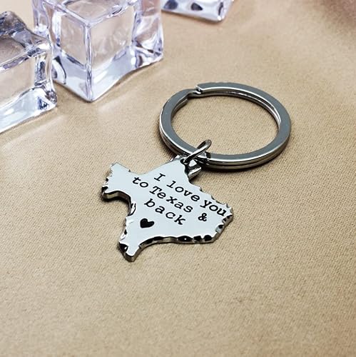 Ms.clover Long Distance Relationship Gift I Love You To Texas And Back Keychain, Texas Sign- Going Away Gifts (White) #TOP3