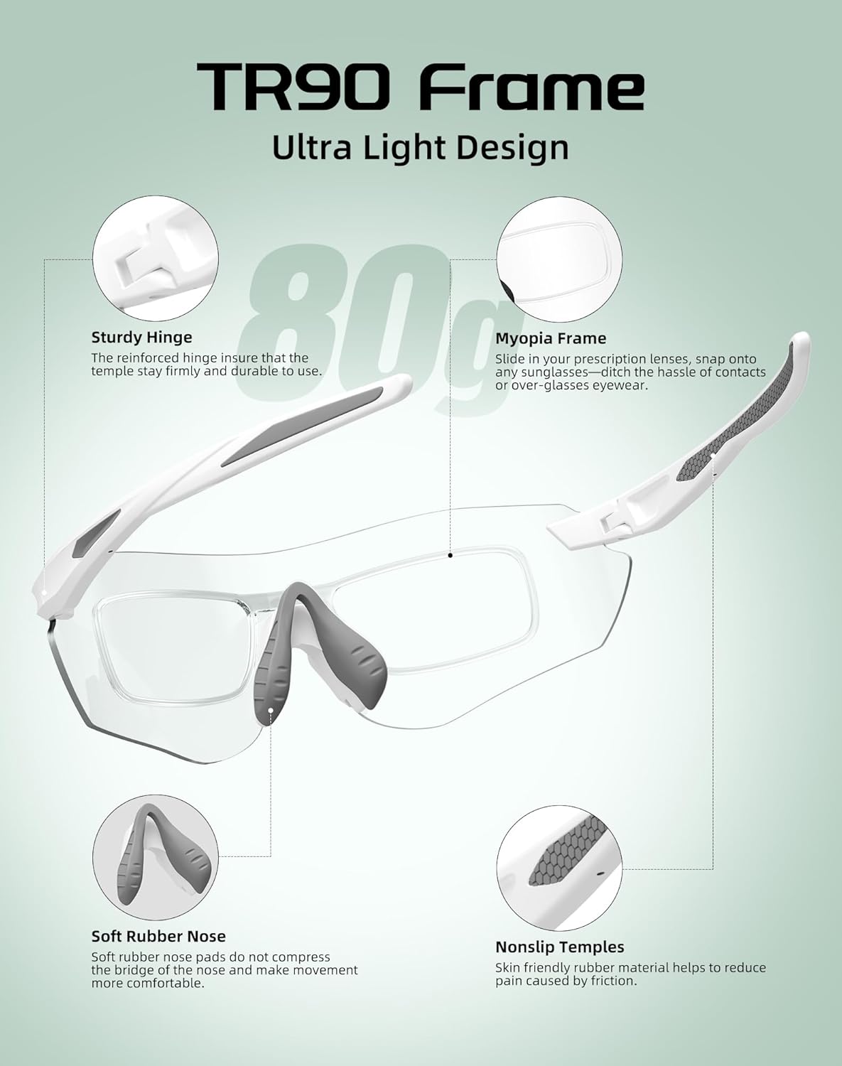 Innerking Photochromic Sunglasses for Men Women, TR90 Frame Cycling Glasses with UV Protection, Fishing Baseball Pickleball