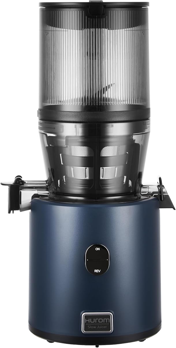 Máquina exprimidora de prensado en frío H330, azul profundo, exprimidor lento masticable y autoalimentado para frutas y verduras enteras, motor silencioso, sin BPA, fácil de limpiar, ecológico, garantía de 15 años, fabricado en Corea