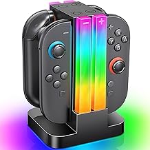 Joy Cons Switch 2 Controller Charging Station Compatible with Nintendo Switch 2 Controller with 6 RGB Lighting Modes and Timer Function and Lighting Control