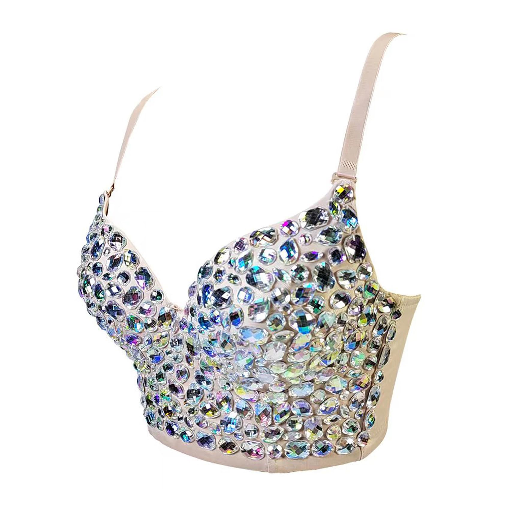 Corset à paillettes pour femme - Bustier - Haut court - Pour fête de mariage