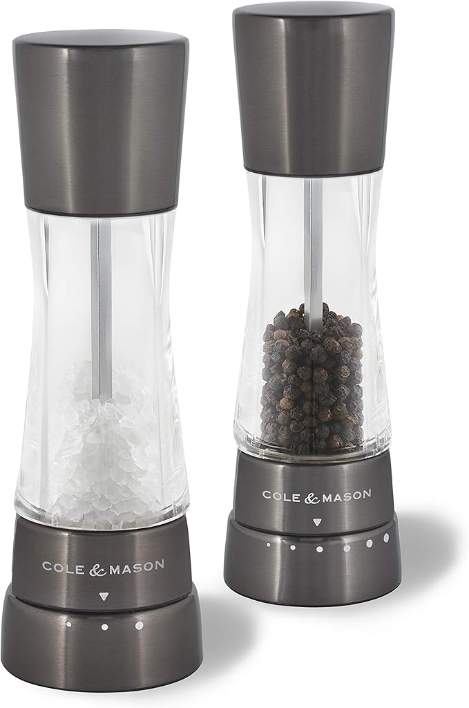 Cole & Mason Derwent Gunmetal Salt and Pepper Mills, Adjustable Grind