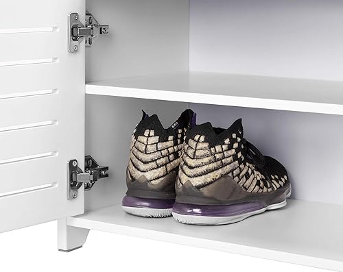 Miniatura 4 de Banco de almacenamiento de zapatos, zapatero de bambú, cojín de asiento suave para estilo cómodo, perfecto para entrada, primera impresión (blanco)