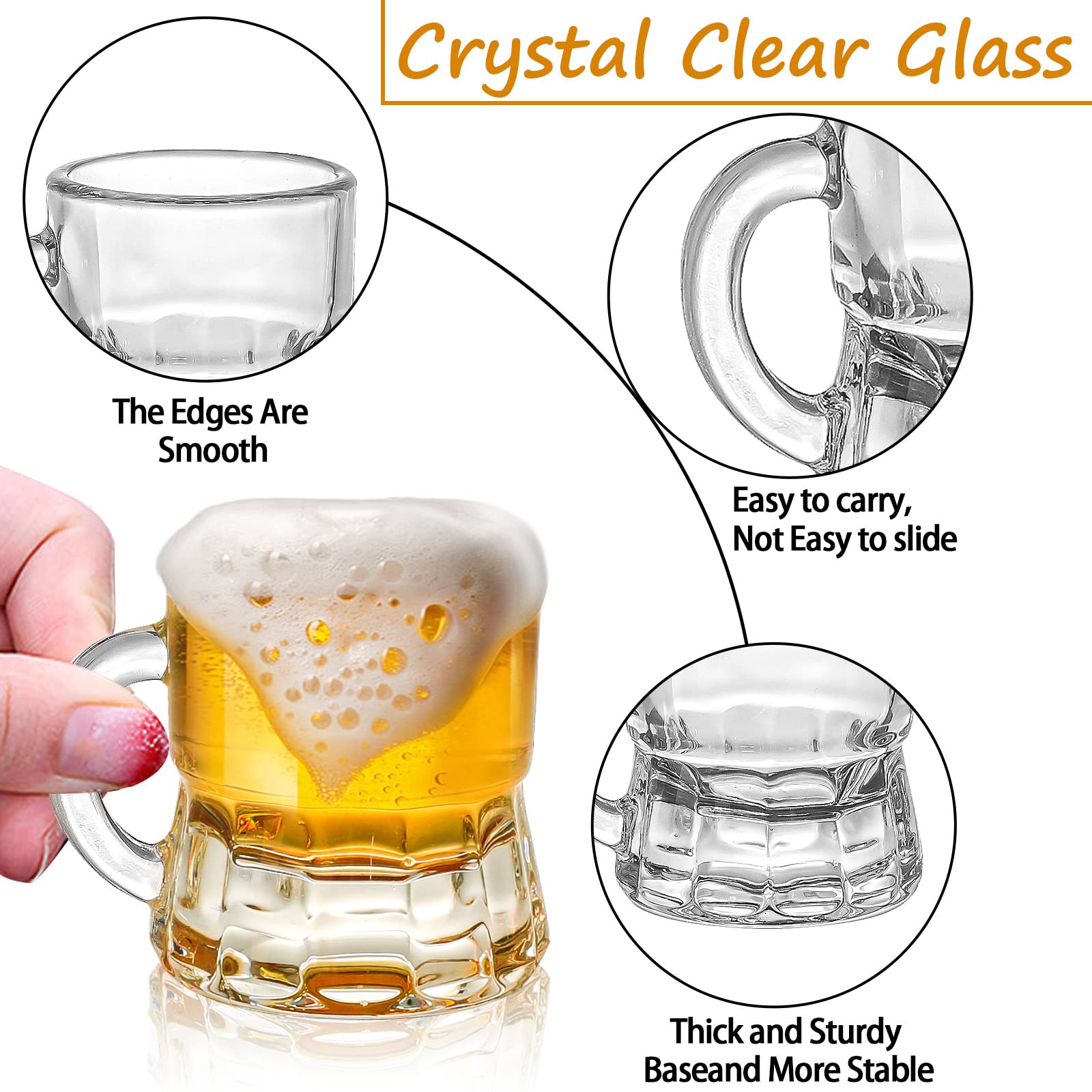 Lot de 24 verres à bière transparents de 28,3 g pour dégustation de bière (verre, lot de 24 à 28,3 g)