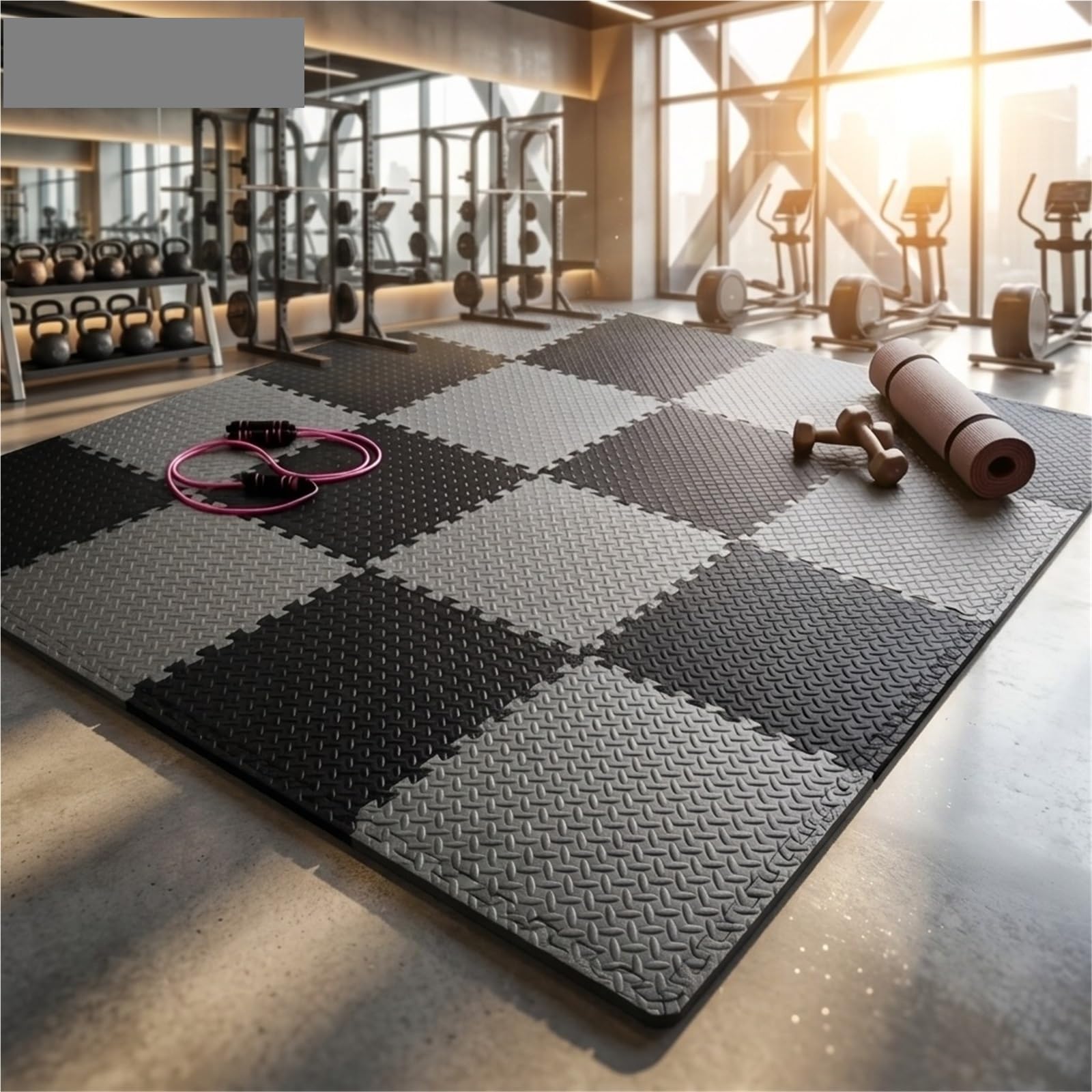 Tappeto Da Fitness A Puzzle Tappetini in gomma ad incastro, piastrelle antiscivolo for allenamento a casa