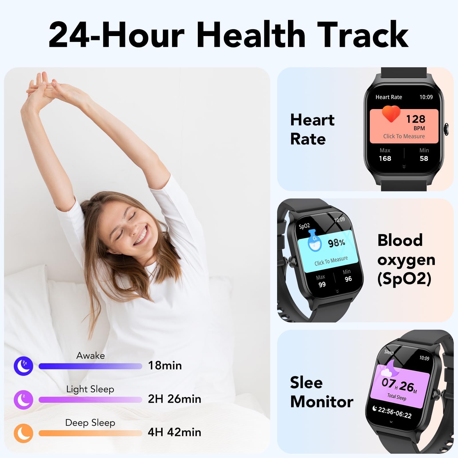 CASCHO Reloj Inteligente Hombre Mujer,1.85" HD Smartwatch con Llamadas y Voz de Al, Whatsapp Notificaciones,Smart Watch con Podómetro/Pulsómetro/SpO2/Monitor de Sueño,115+ Modos Deportes,IP68 Negro