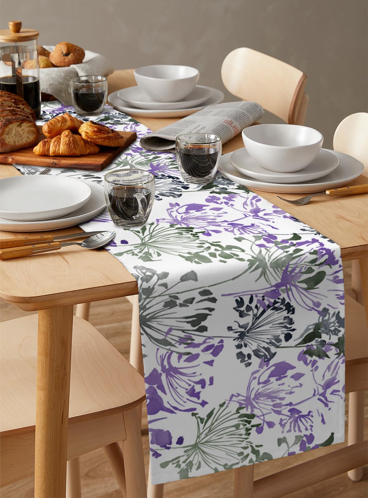Lavender Tulip Table Runner - 13x72 Inch Spring Floral Dining Table Decor