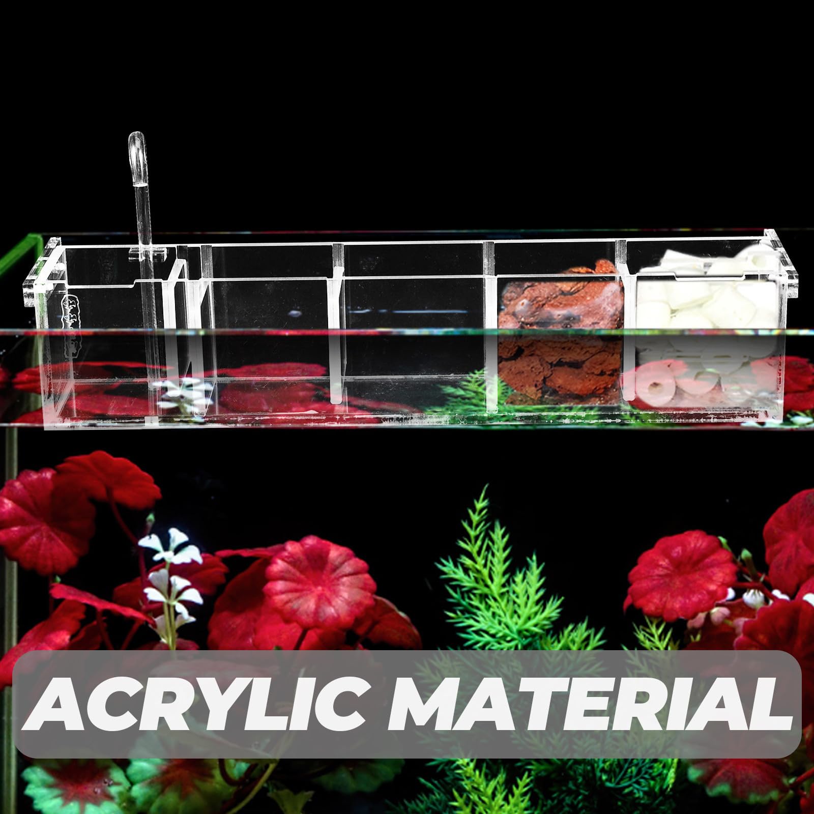 DOITOOL Caja de Filtración Acrílica para Pecera, Caja de Goteo Colgante, Bombeo de Agua, Oxigenación, Estructura Simple, para Acuario y Pecera, Uso Doméstico