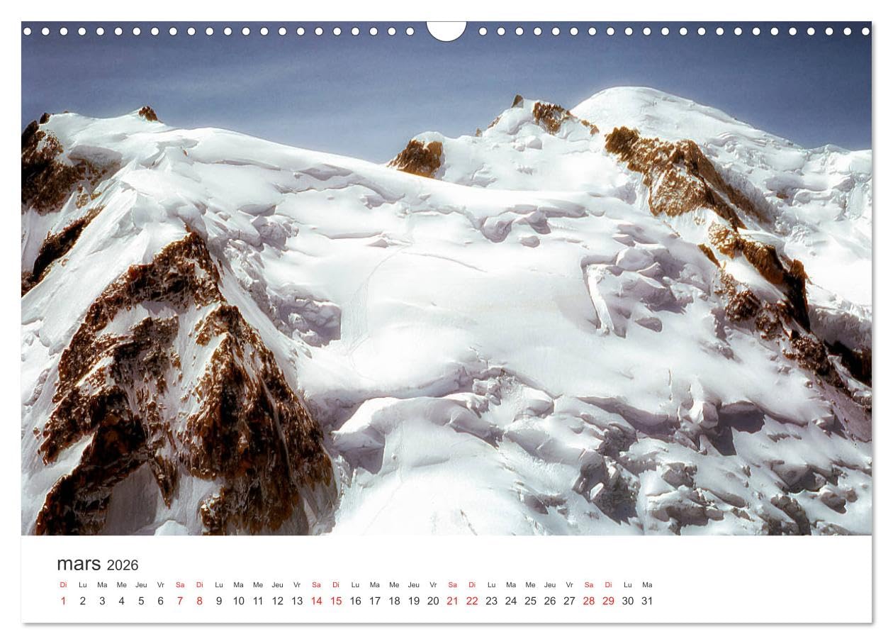 Paysages Le massif du Mont-Blanc (Calendrier mural 2026 DIN A3 vertical), CALVENDO calendrier mensuel: Le massif du Mont-Blanc vu d'avion