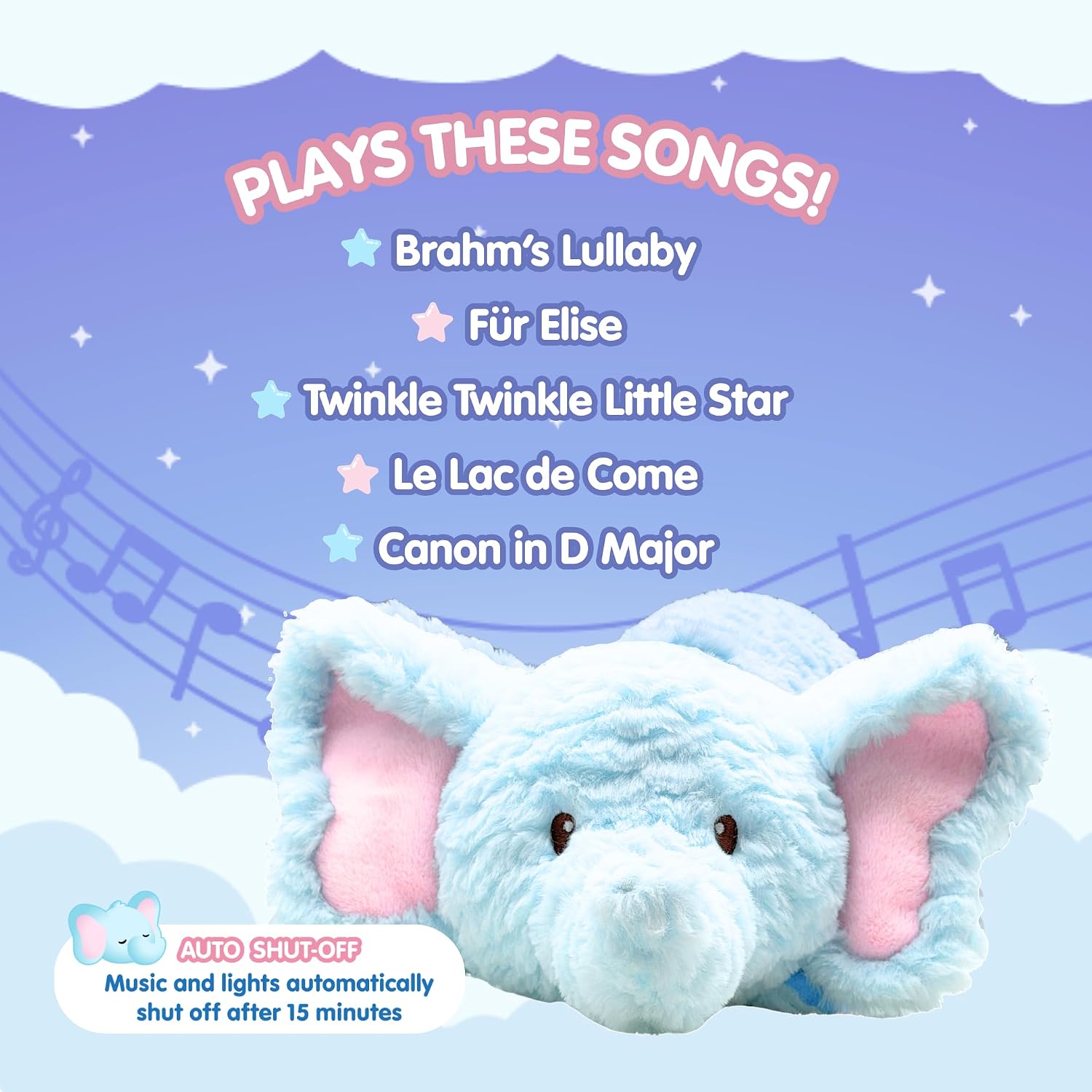 Cuddle Barn Hugs 'N Harmonies Elephant Plush - Plays Music, Glows, 22 in image 2