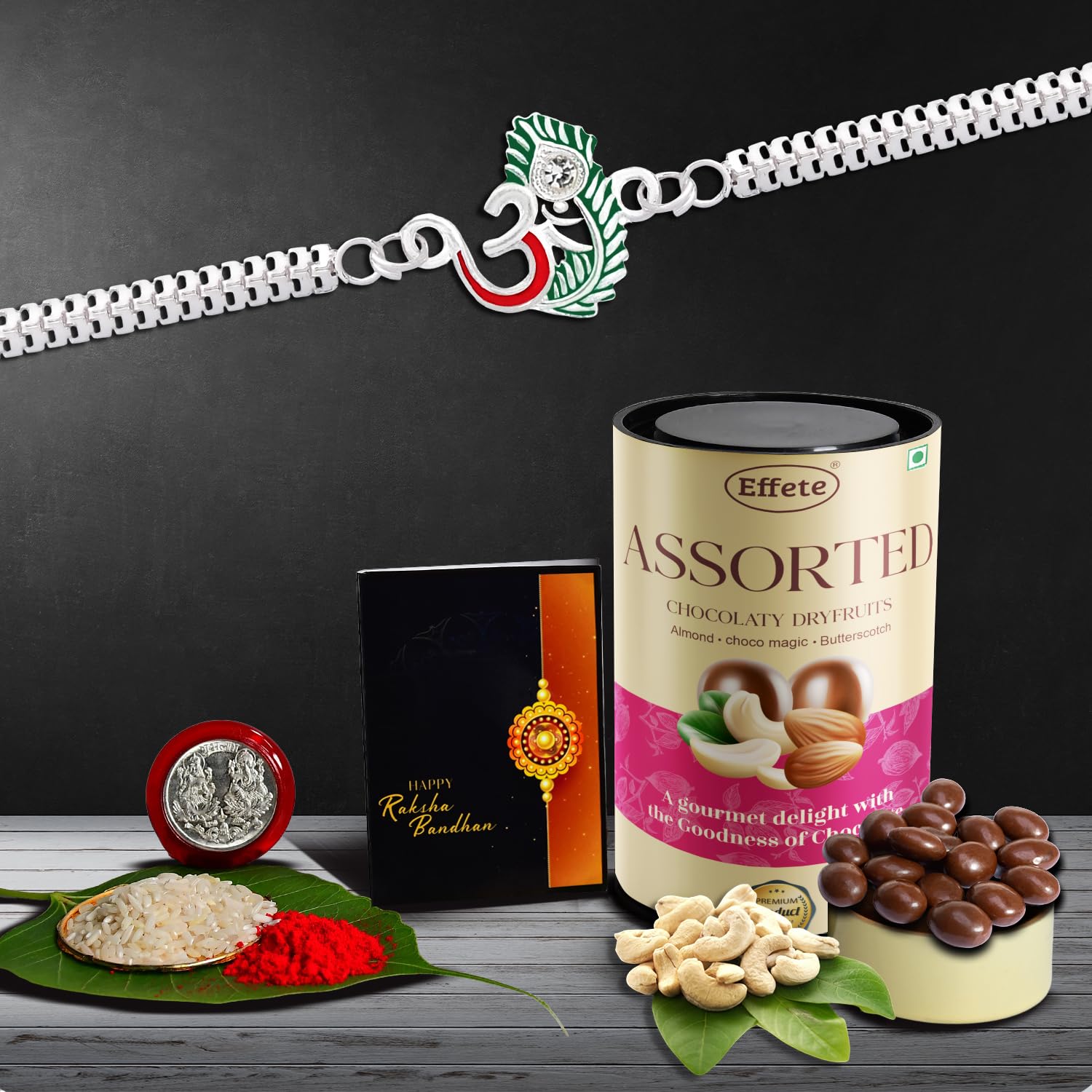 DeoDap Multicolor Bracelet/ Rakhi (K1_A24_CRM) & Effete Emperor With Silver Color Pooja Coin, Roli Chawal & Greeting Card, Occasion, Rakhi With Chocolate For Brother With Gift, Set Of 1 Rakhi (B09BM62C97) Amazon Price History, Amazon Price Tracker