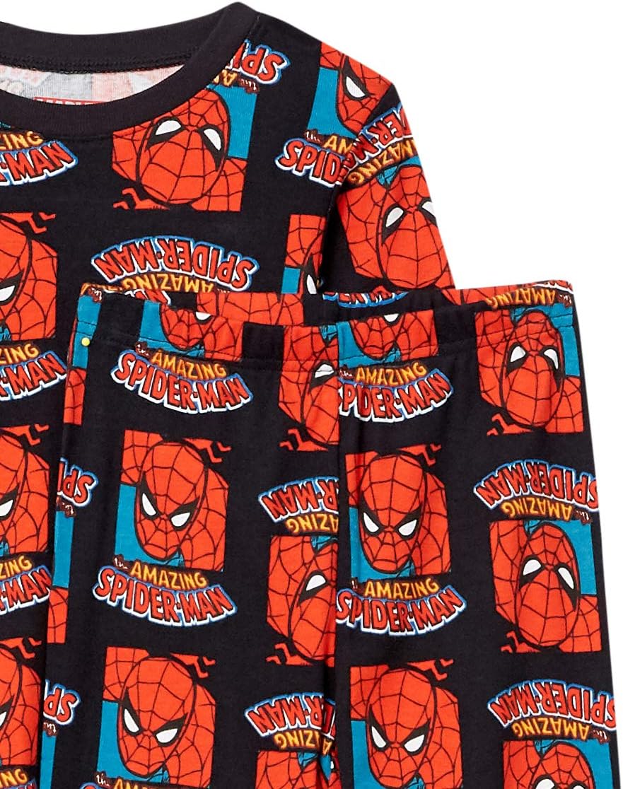Amazon Essentials Marvel Boys and Toddlers' Snug-Fit Pajama Sleep Sets, 3-Piece