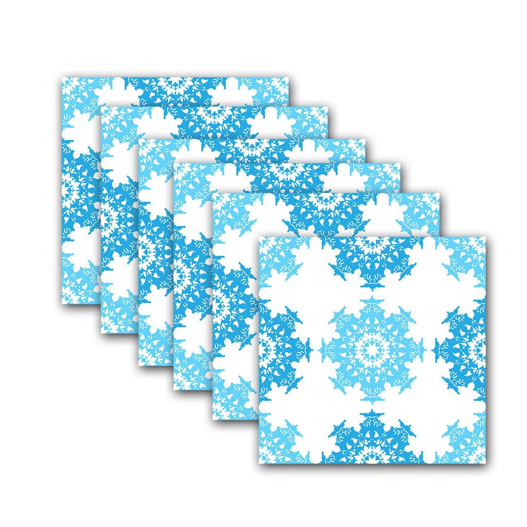 LMYSXAOZ Tile Stickers Stick on Tiles, Self Adhesive Wall Tiles for Bathroom Kitchen, Oil Proof DIY Peel and Floor Snowflake 20x20cm (24PCS,Blue)