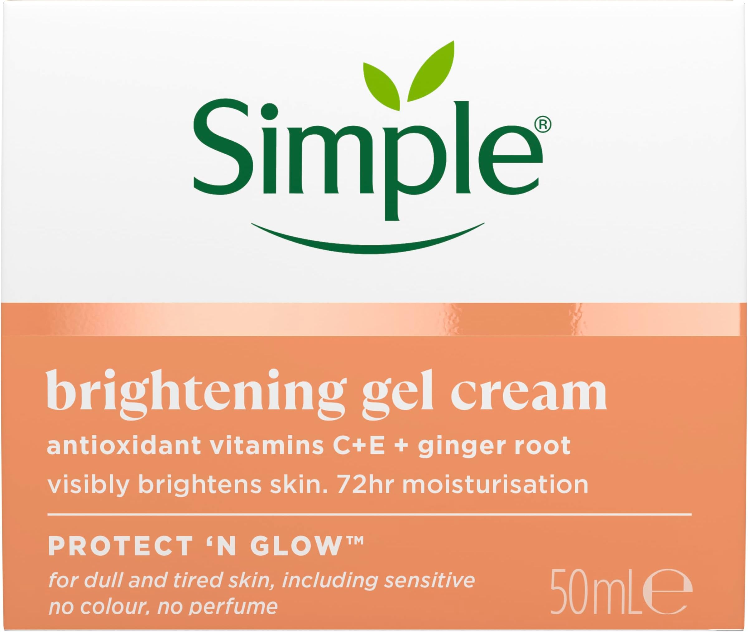 Protect 'N' Glow Brightening Gel Face Cream Facial Moisturiser With Antioxidant Vitamins C & E And Ginger Root For A Radiant Glow 50 ml